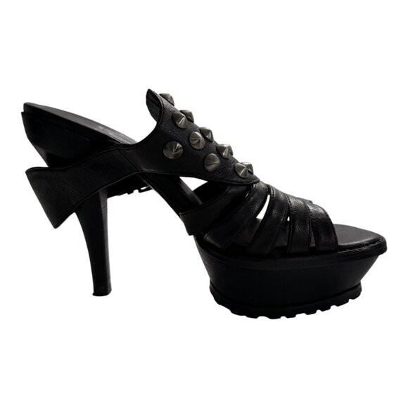 Lisa for Donald J Pliner Black Leather Studded Platform Heels – Size 6 - Picture 5 of 12